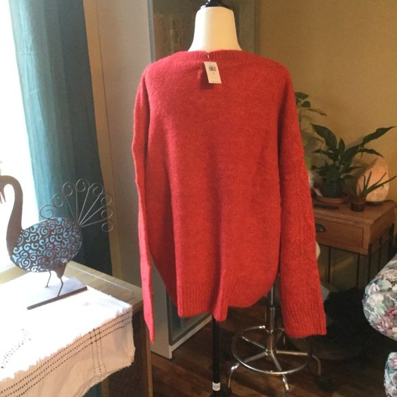 NWT Red Marled cable knit popcorn stitch Sweater - Picture 7 of 7